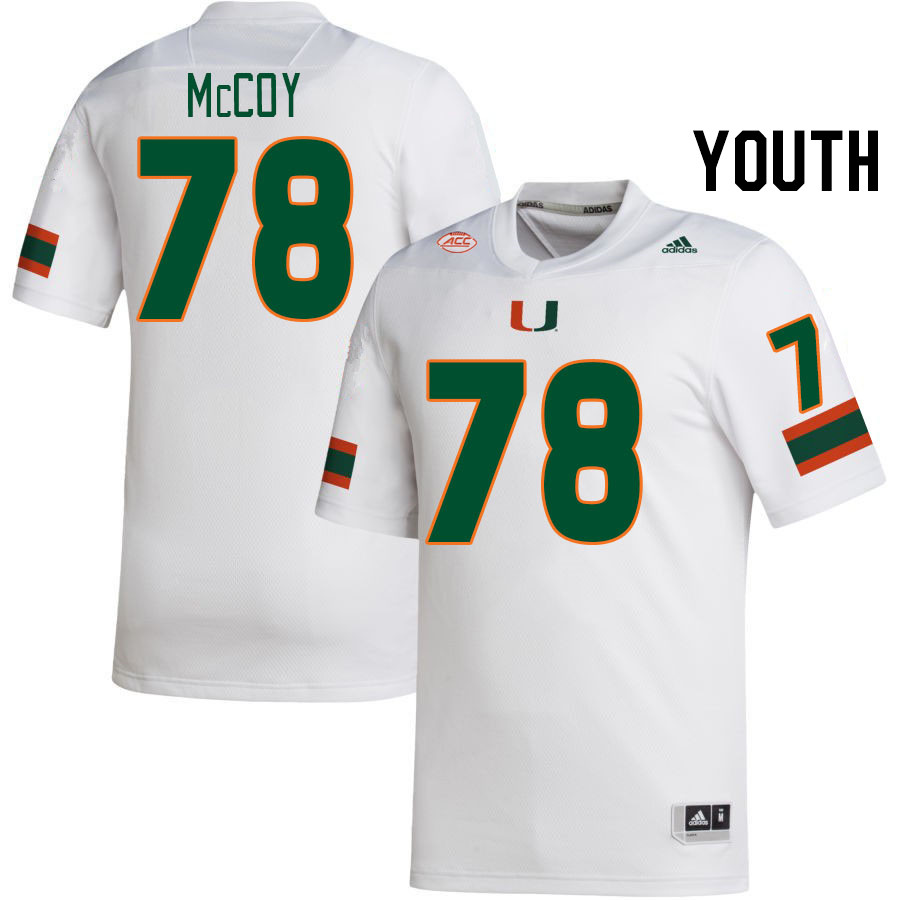 Youth #78 Matthew McCoy Miami Hurricanes College Football Jerseys Stitched-White - Click Image to Close